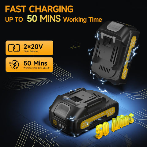 PILENTO leaf blower with fast charger for quick recharges between tasks.