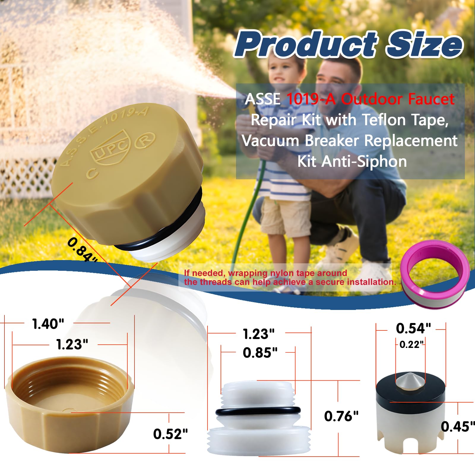 PILISPARK ASSE 1019-A anti-siphon frost-free hose bib kit to reduce leaks.