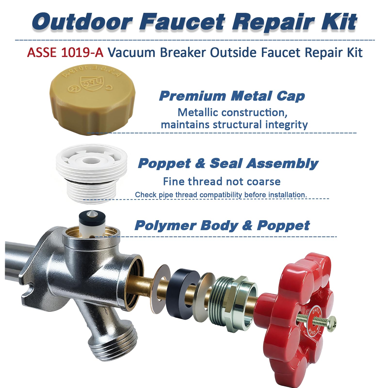 PILISPARK ASSE 1019-A teflon tape included for durable, sealed connections.