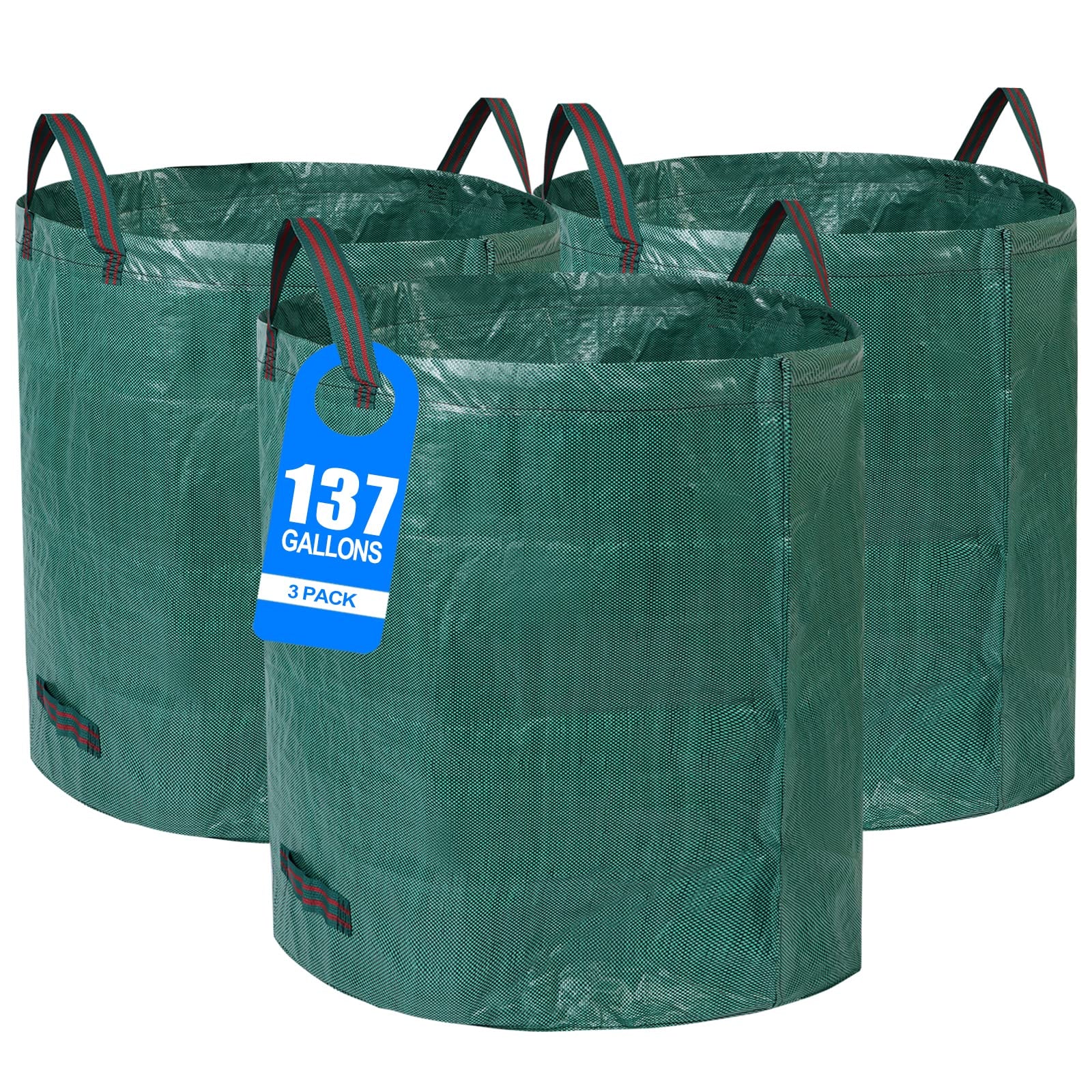 Pilntons 3-pack 137-gallon yard bags with double bottom for heavy debris.