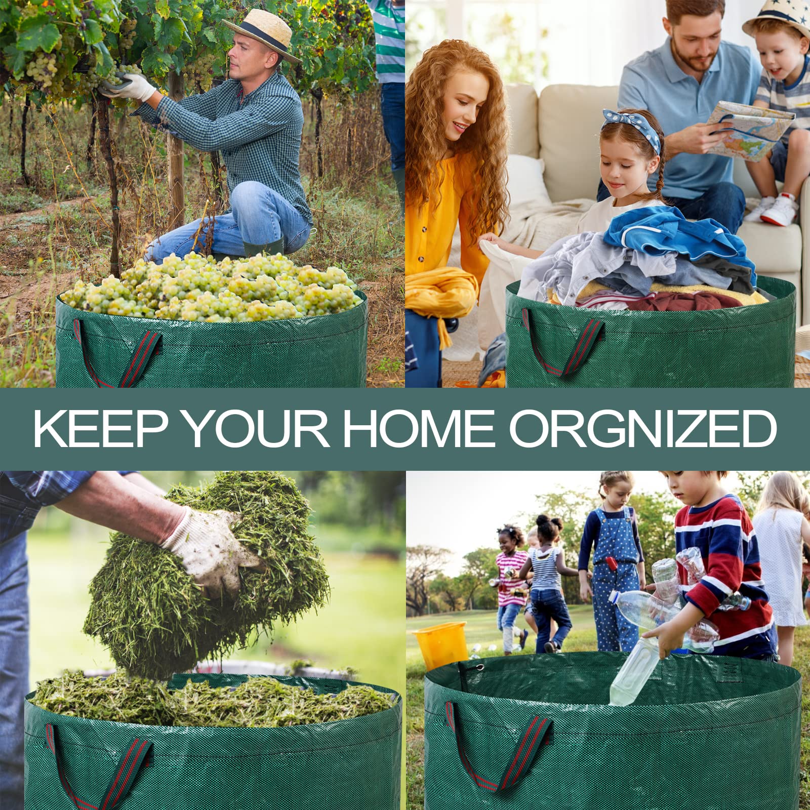 Pilntons reusable leaf bag with large capacity for leaves and clippings.