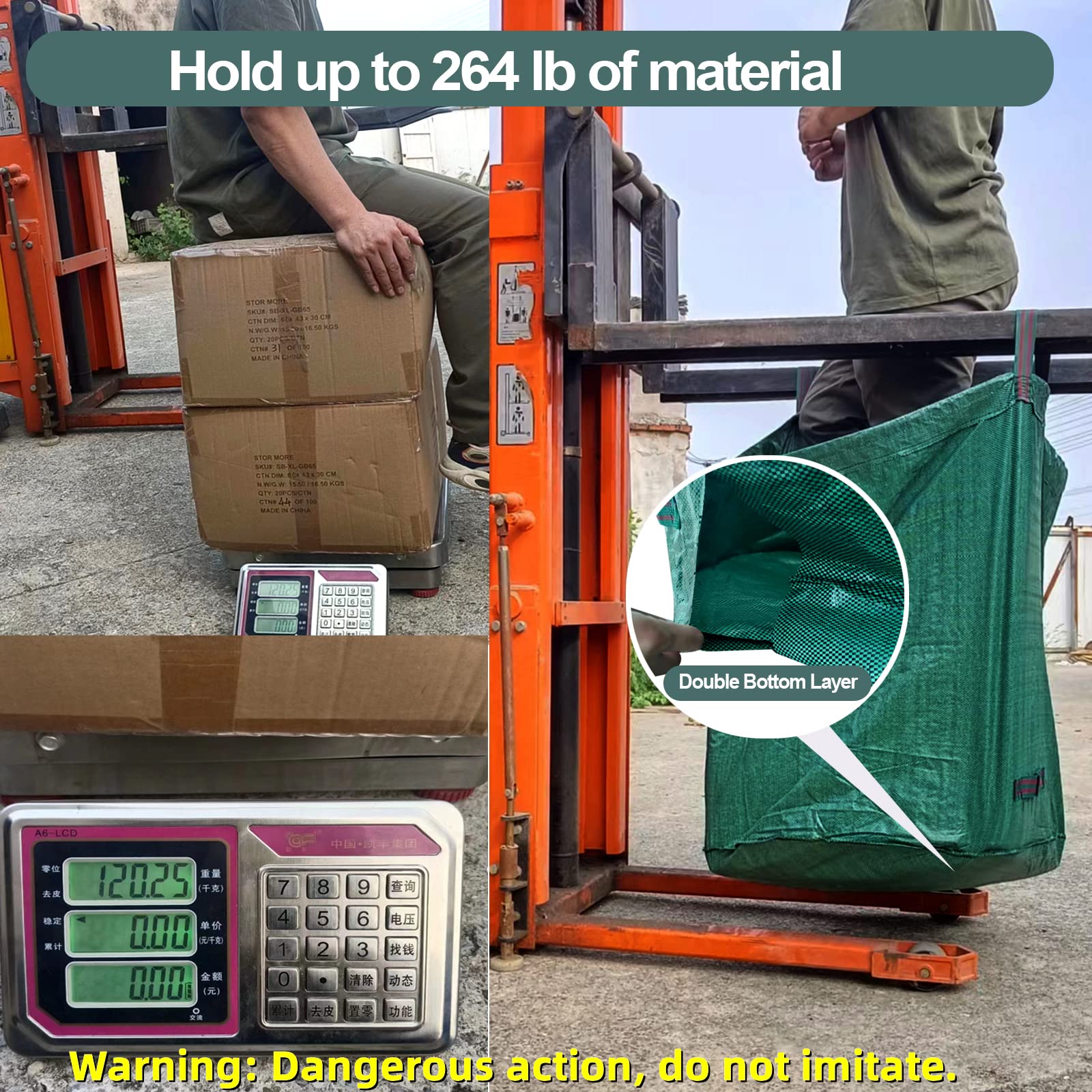 Pilntons yard bag with plastic ring keeps mouth open for easy filling.