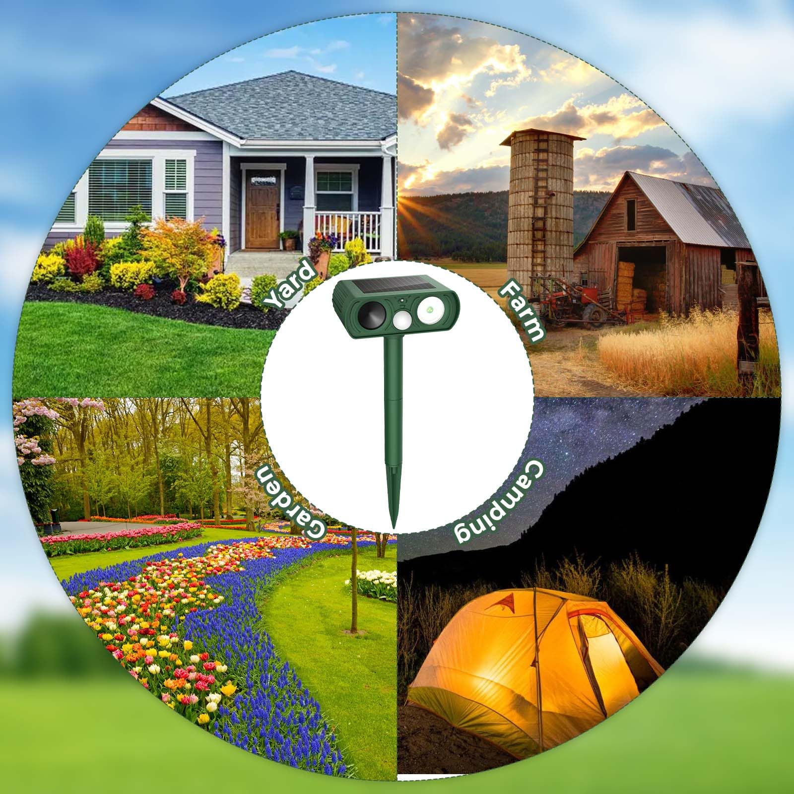 Easy installation in sunlit spots about 9–10 inches high for best coverage