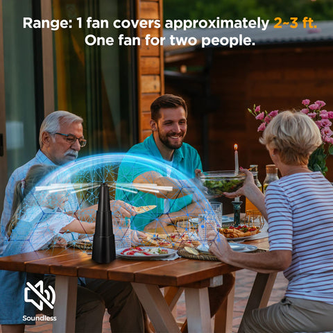 PIMAG fly fan table action at a picnic demonstrates portable, quiet airflow