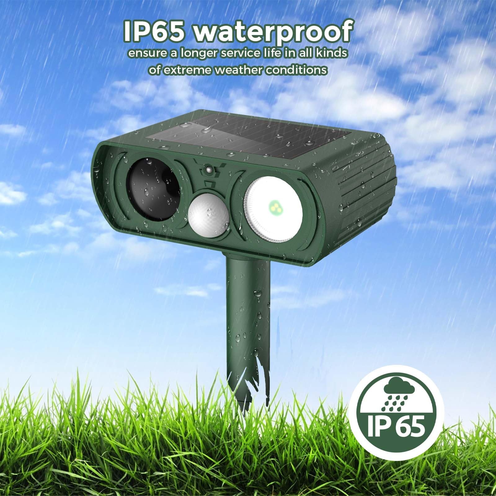 PIR motion sensor detects movement to trigger deterrence outdoors