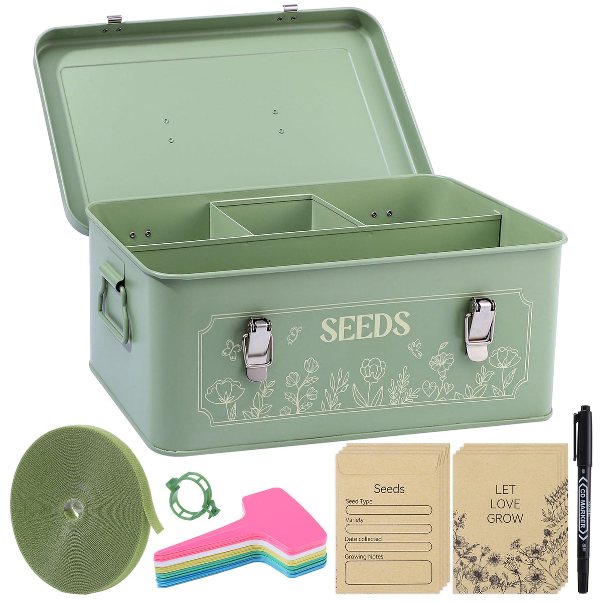 Pimoys seed storage box with lid keeps seeds organized and dry.