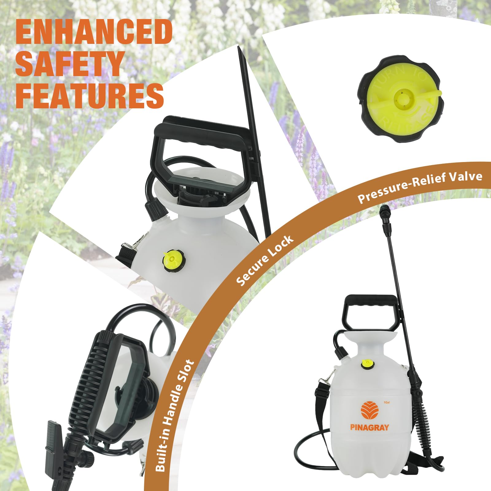 PINAGRAY comfortable shoulder strap and gloves for safe handling.