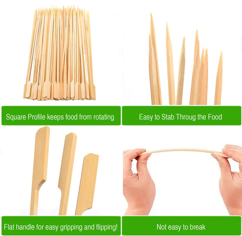 Pinchitto's 100-piece bamboo skewers setup ideal for parties and grilling.