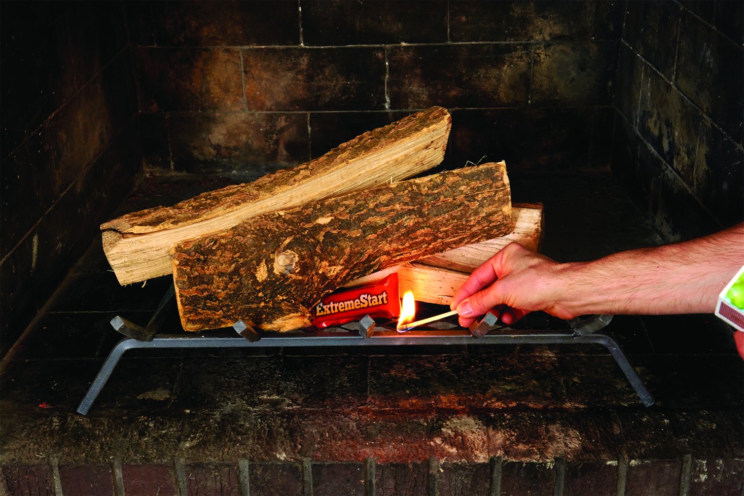 Pine Mountain ExtremeStart compact design fits grills, fireplaces, stoves, and smokers