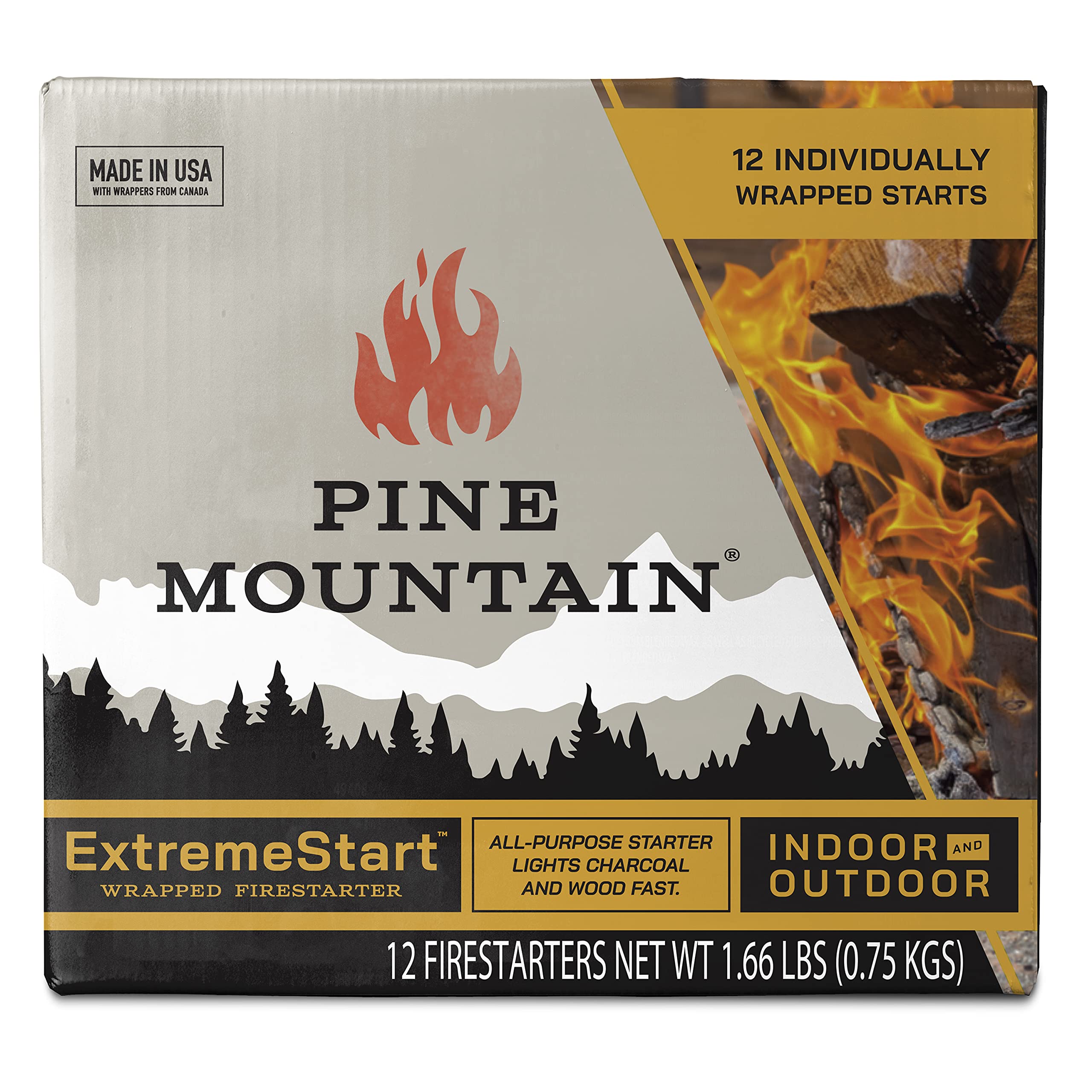 Pine Mountain ExtremeStart wrapped firestarters ready for clean handling and quick ignition