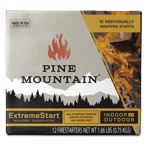 Pine Mountain ExtremeStart wrapped firestarters ready for clean handling and quick ignition