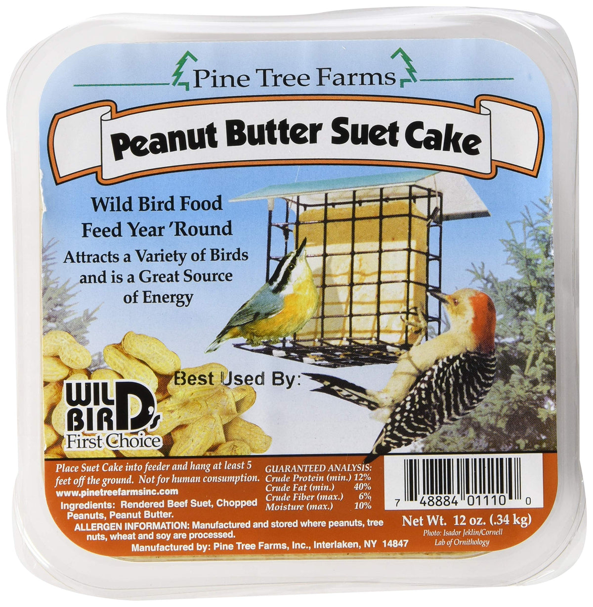 Pine Tree Farms Peanut Butter Suet Cake six-pack at the backyard feeder.