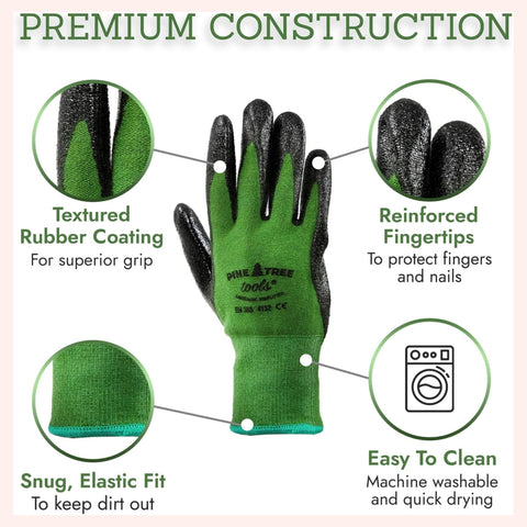Pine Tree Tools Bamboo Garden Gloves flexible dexterity for precise tasks.