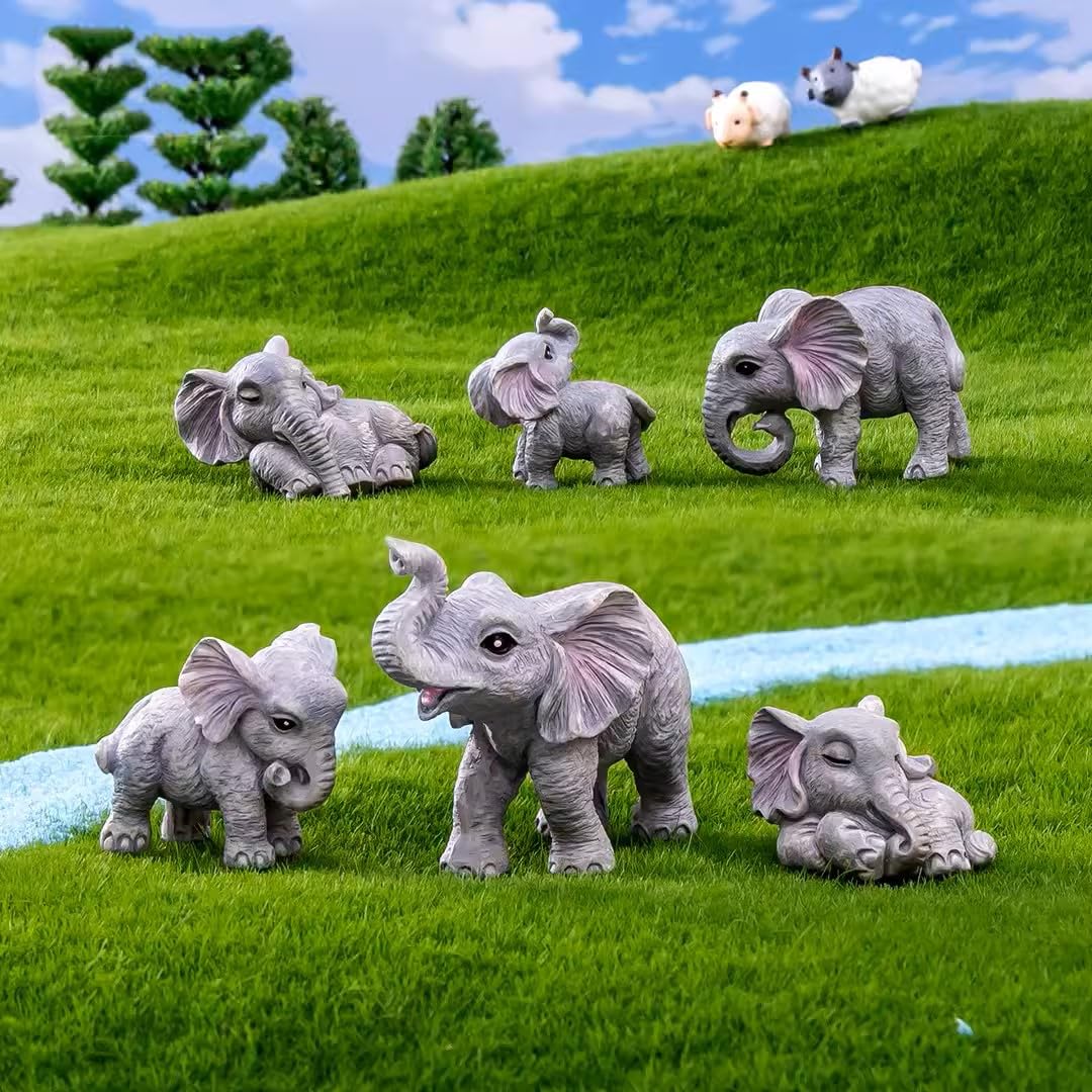 Pinenjoy elephant figurine standing quietly enhances shelves and micro gardens.