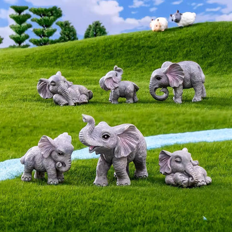 Pinenjoy elephant figurine standing quietly enhances shelves and micro gardens.