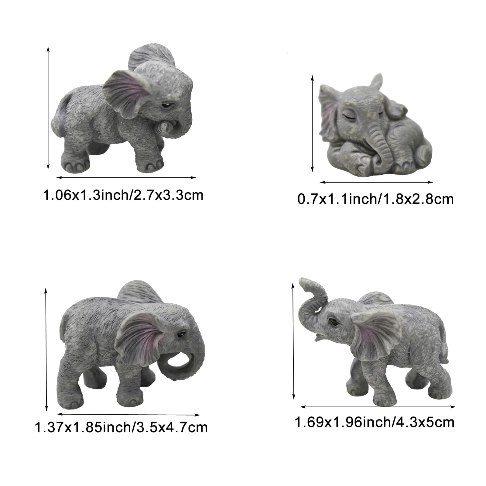 Pinenjoy elephant figurine sleeping pose ideal for fairy gardens and mini landscapes.