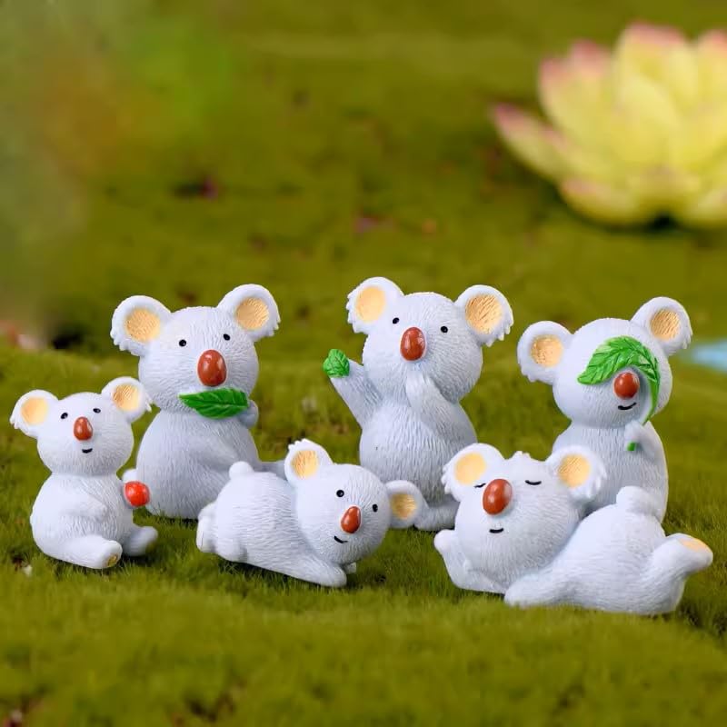Pinenjoy koala figurine touching stomach, playful desk or shelf decor