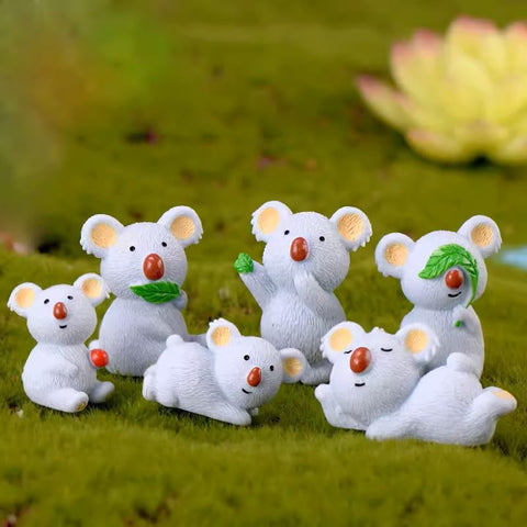 Pinenjoy koala figurine touching stomach, playful desk or shelf decor