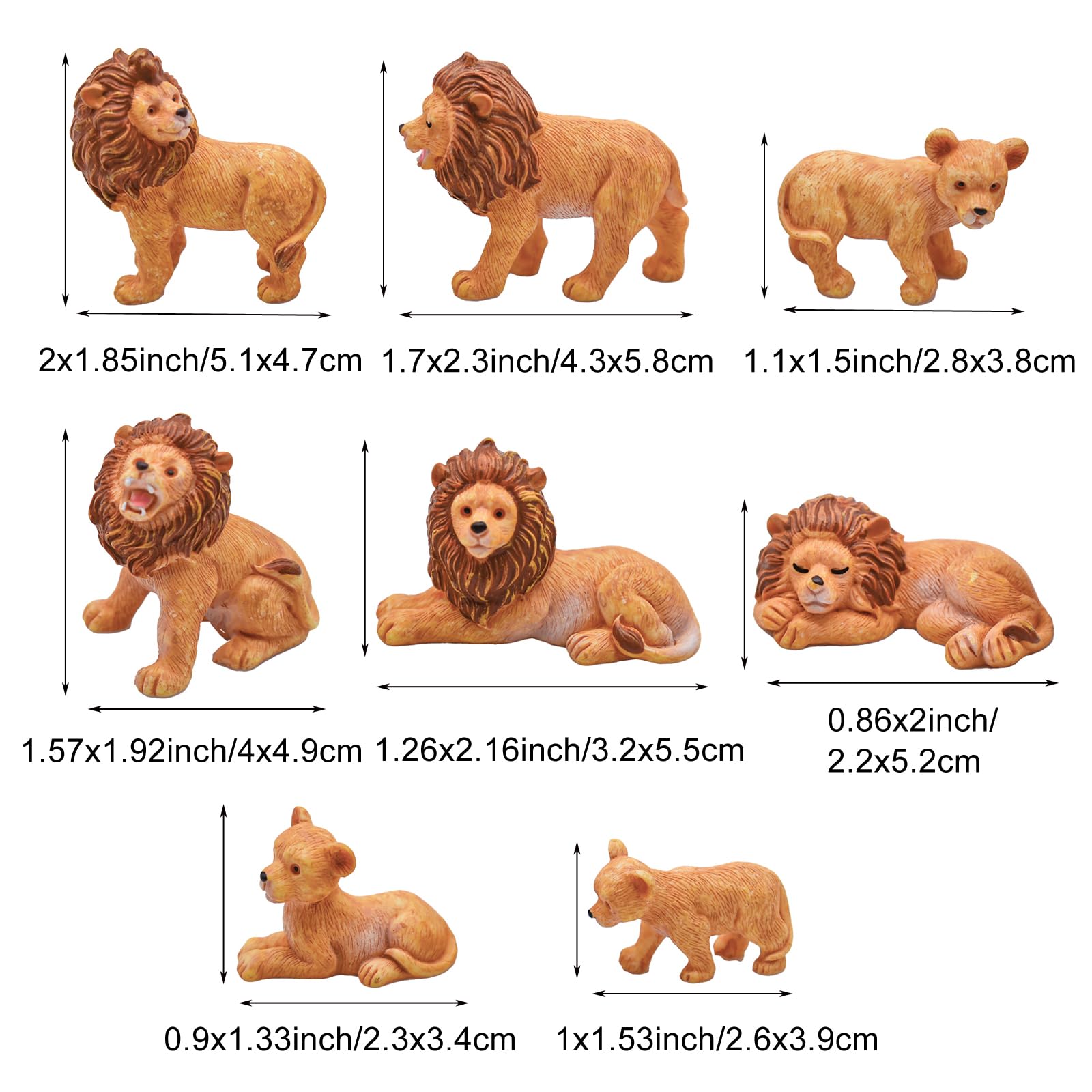 Pinenjoy lion figurines for fairy garden scenes with bright colors