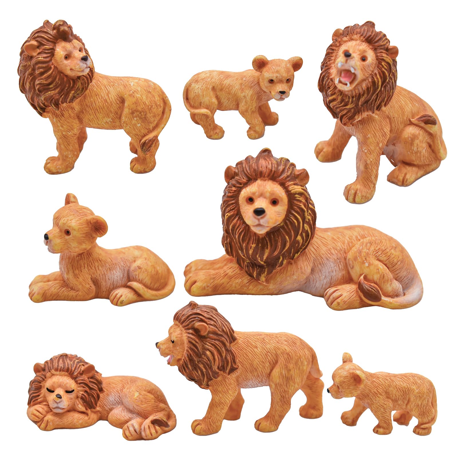 Pinenjoy lion figurines set for fairy gardens and crafts with lifelike detail