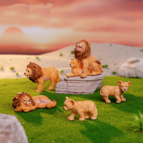 Pinenjoy miniature lions for dollhouses and shadow boxes inspire imaginative play