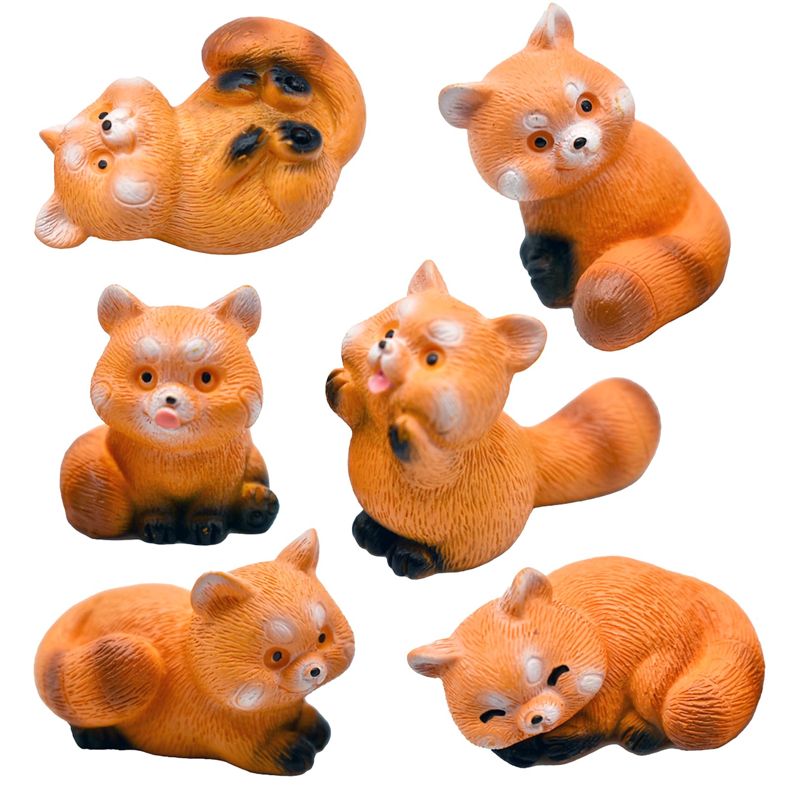 Pinenjoy red panda figurine with head-turn pose, ideal for fairy gardens.