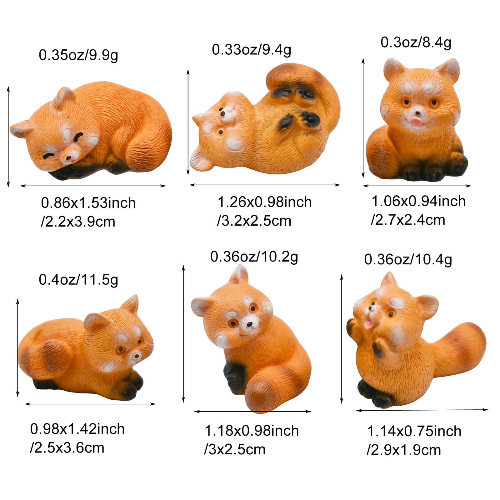 Pinenjoy red panda playing figurine for DIY miniature landscapes.