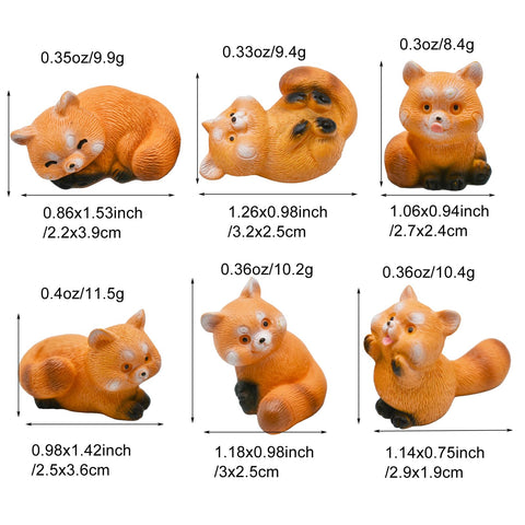 Pinenjoy red panda playing figurine for DIY miniature landscapes.
