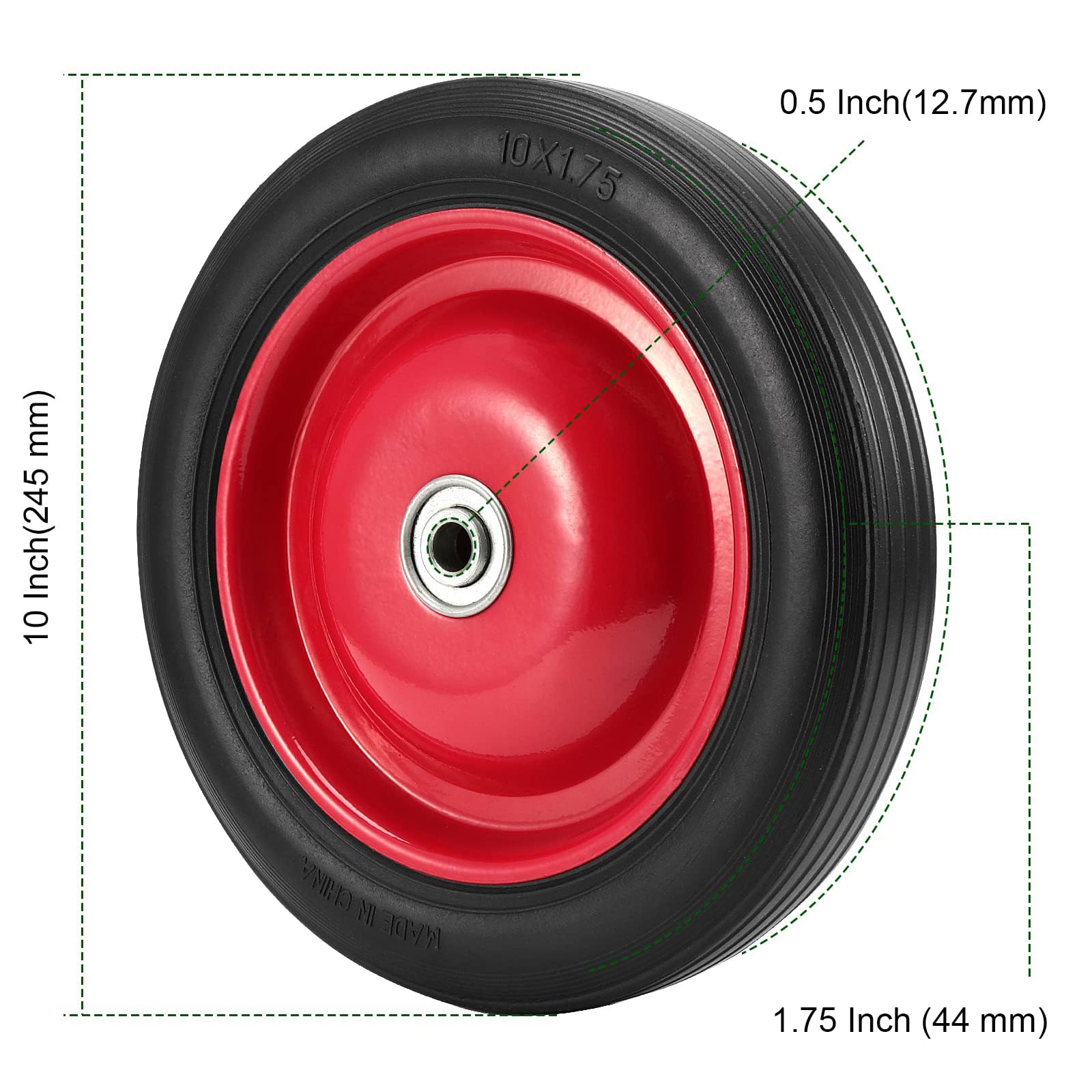 PINGEUI solid rubber tire on lawn for stable, low-resistance rolling.