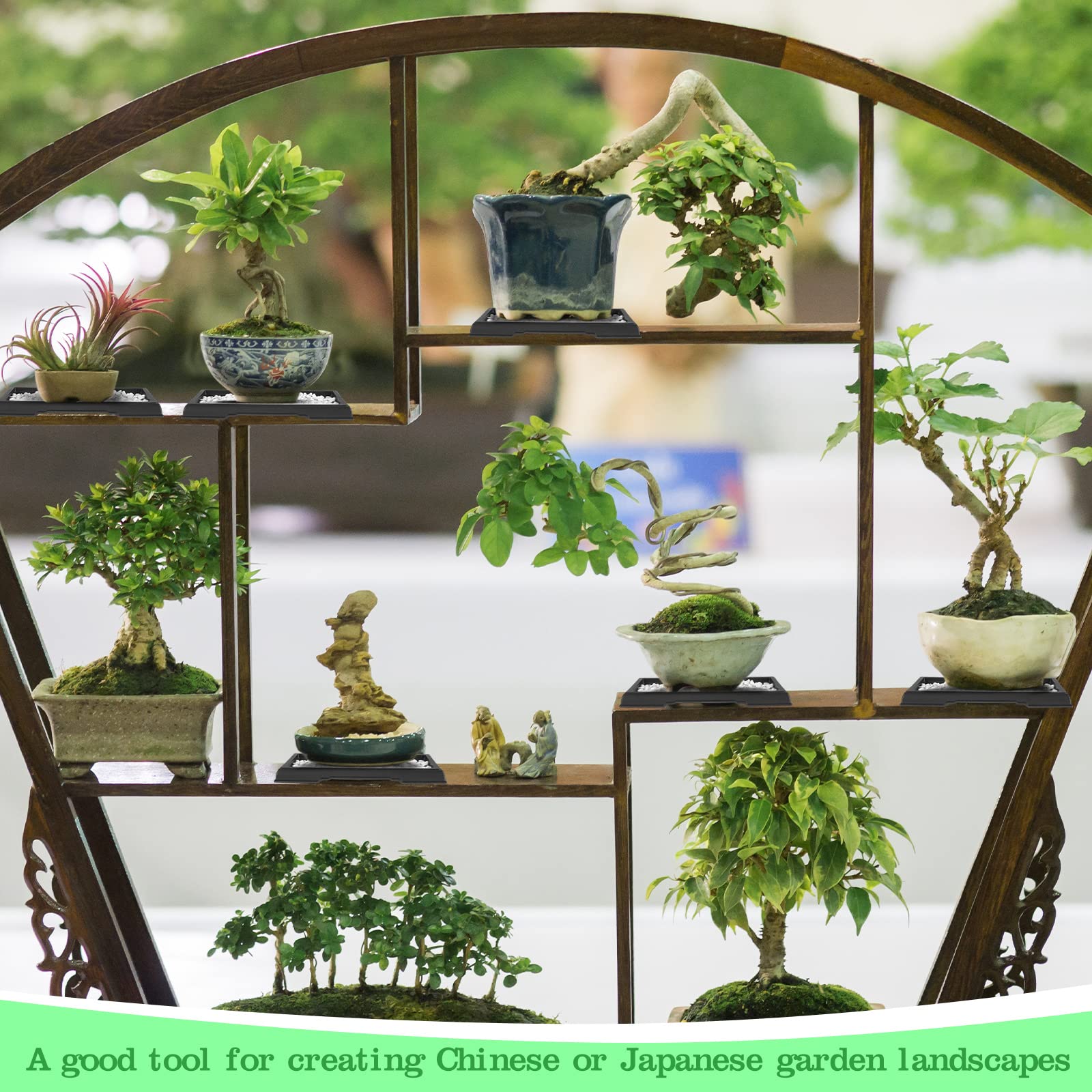 Pinkunn bonsai tray fits most pots while keeping floors dry