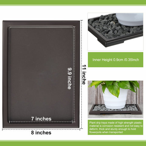 Pinkunn plastic drip tray on a tabletop for indoor plant protection.