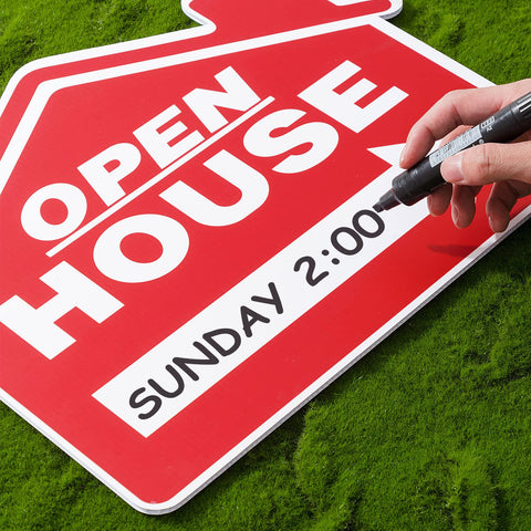 Pinkunn right-arrow open house sign provides clear directional cues for buyers.