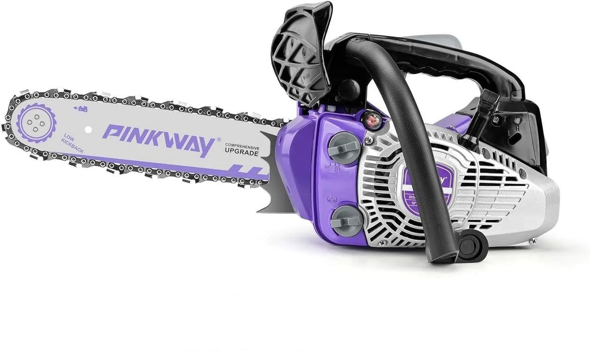 Pinkway 26ACC gas chainsaw with 20-inch bar ready for yard cleanup
