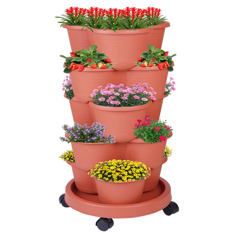 Pinky Family 5-tier vertical garden tower ready for compact spaces and versatile growing.