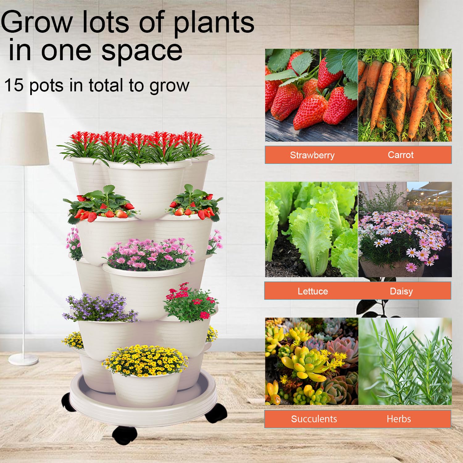 Pinky Family 5-Tier drainage holes for healthy roots.