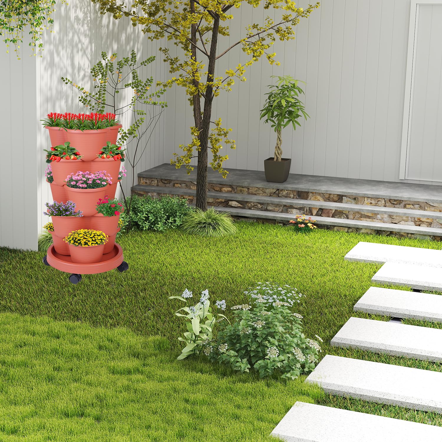 Pinky Family hanging chains offer flexible, space-saving garden options.