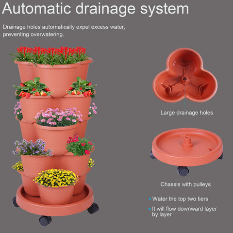 Pinky Family stackable planter shows staggered tiers maximizing plant count and accessibility.