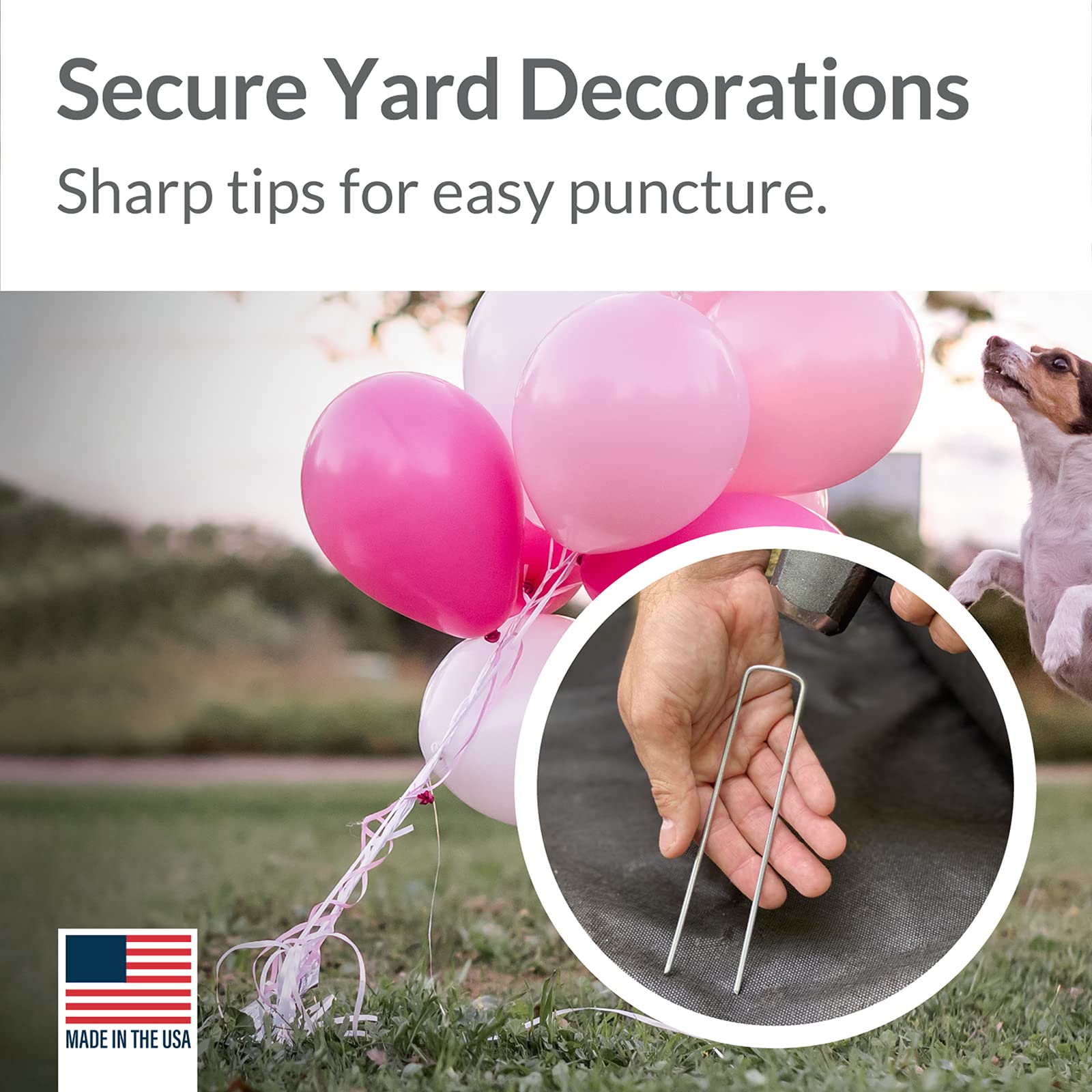 Pinnacle Mercantile weed cloth anchors for lawns and edging.