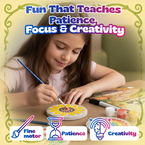 Pinwheel Crafts stepping stone kit with paints for mess-free crafts.