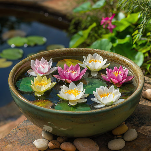 PIPA PAPA indoor-outdoor lotus bloom shows versatile water feature use.