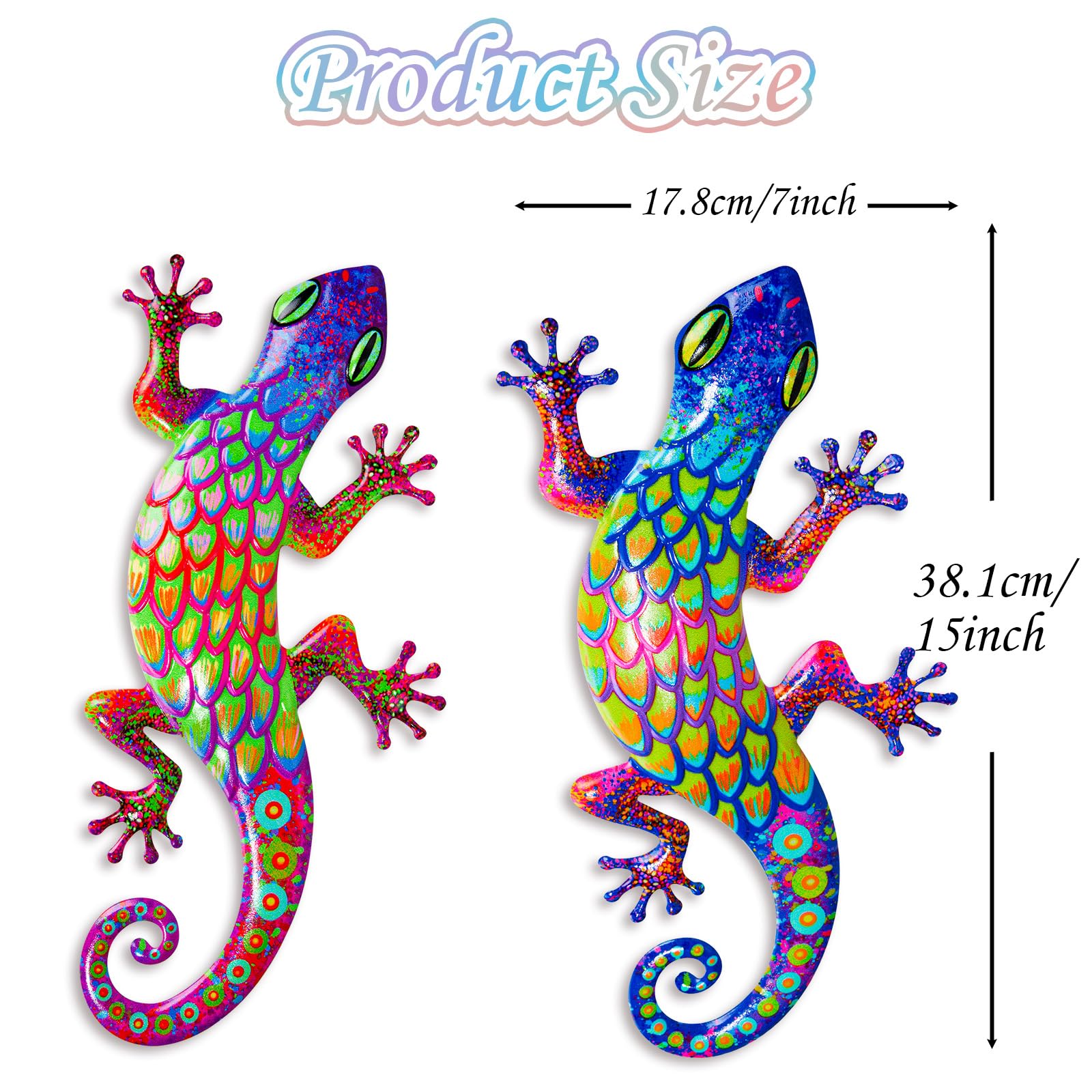 Pipilily gecko wall art hanging sculpture enhances fences, balconies, and porches.