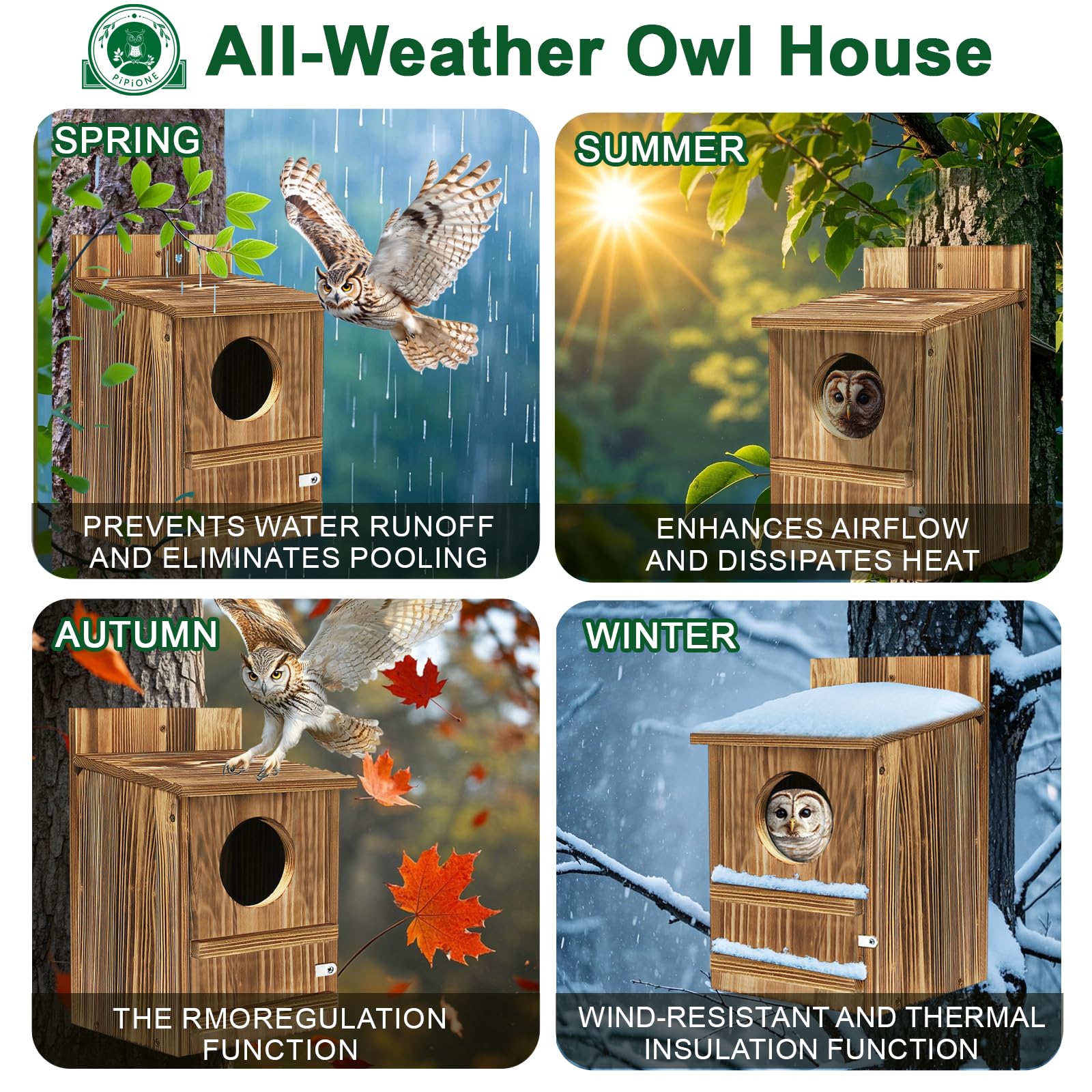 PIPIONE Outdoor Bird House designed for wildlife, ready for long-term outside use.