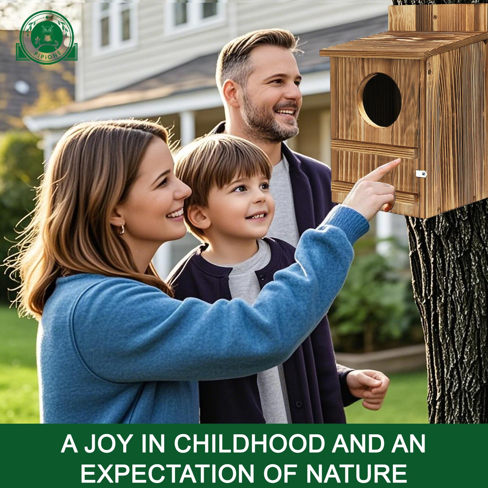 PIPIONE Owl House weather-resistant construction withstands harsh conditions.