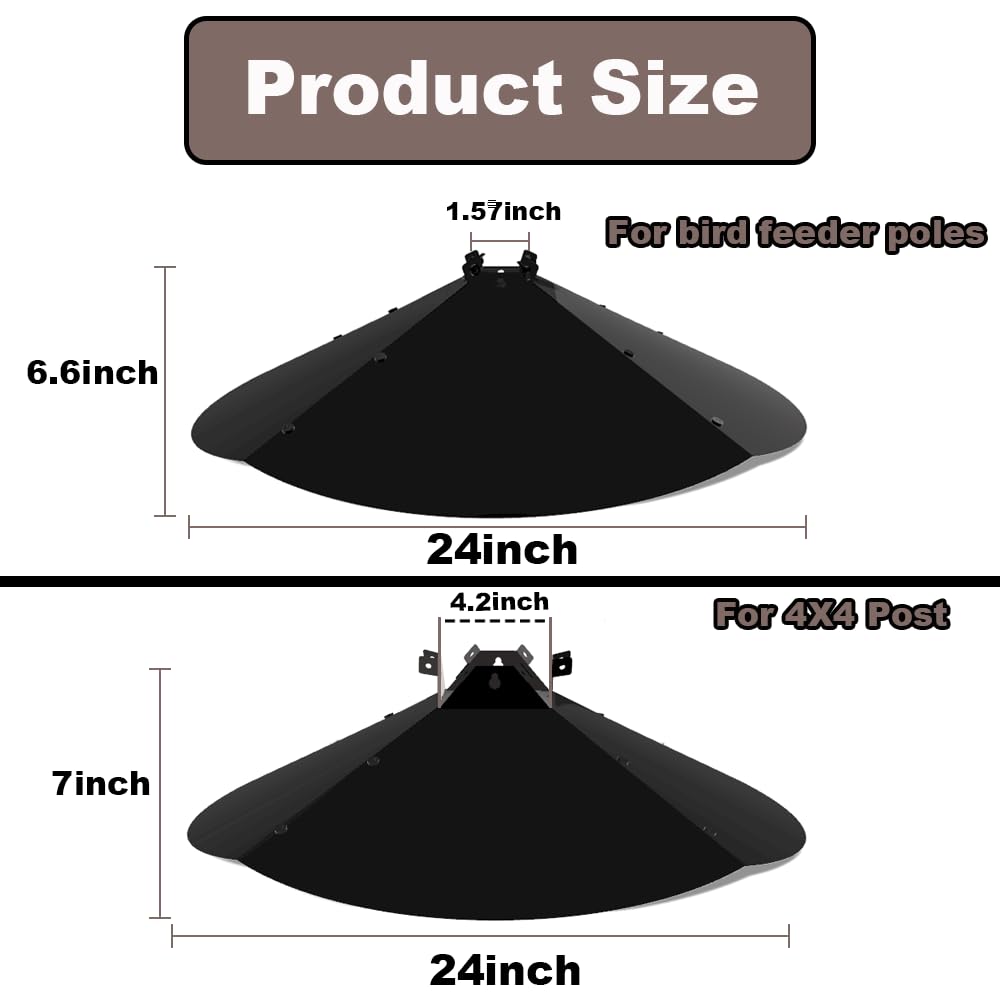 PirateAnt 24 inch baffle protects bird food during busy feeder visits.