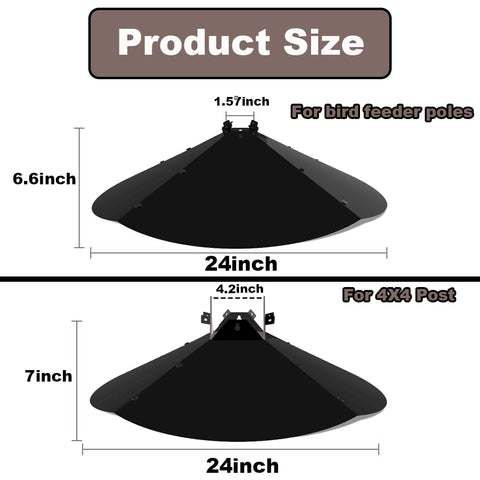 PirateAnt 24 inch baffle protects bird food during busy feeder visits.