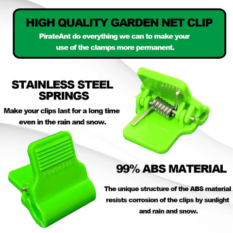 PirateAnt DIY greenhouse clip setup enables quick netting and cover installation.