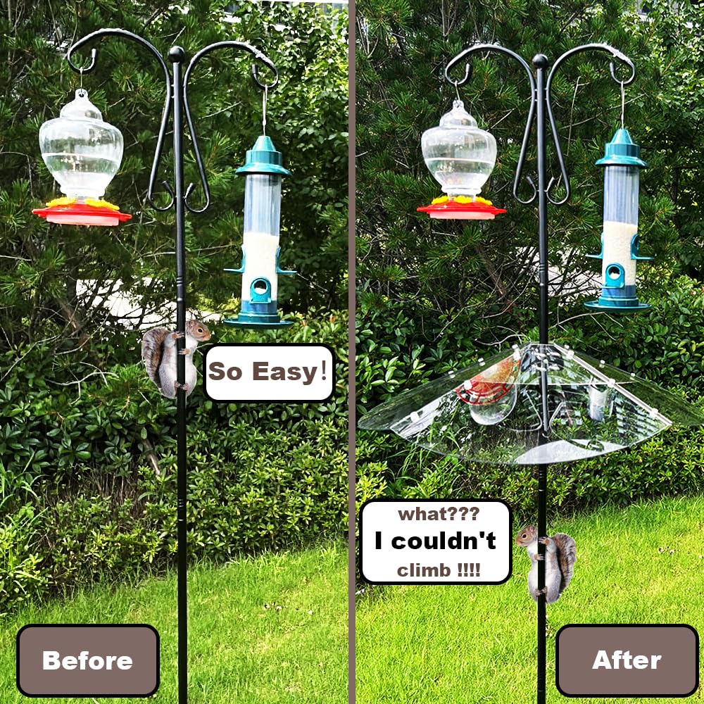 PirateAnt metal holder secures the baffle on standard feeder poles.