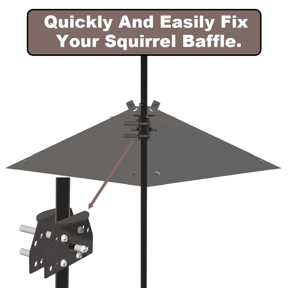 PirateAnt metal squirrel baffle pole holder is compatible with 0.4–2 inch poles.