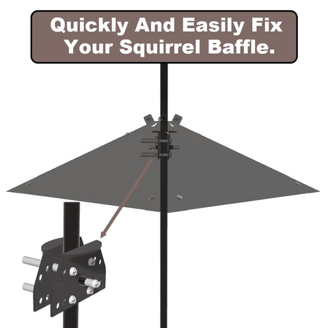 PirateAnt metal squirrel baffle pole holder is compatible with 0.4–2 inch poles.