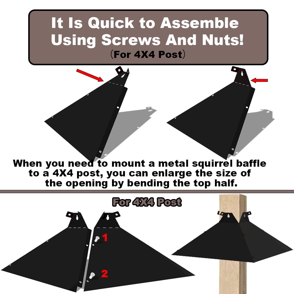 PirateAnt Squirrel Baffle fits 4x4 posts for flexible mounting.